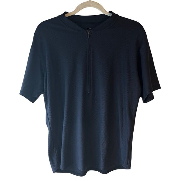 Nike Dri-FIT Men's Navy Blue Short Sleeve Cycling Jersey M shirt 1/4 zip READ - Picture 1 of 8